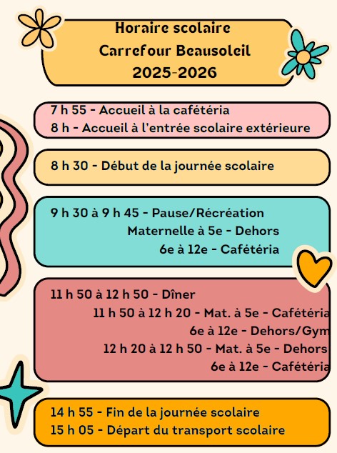 Horaire de la journée 2025 2026